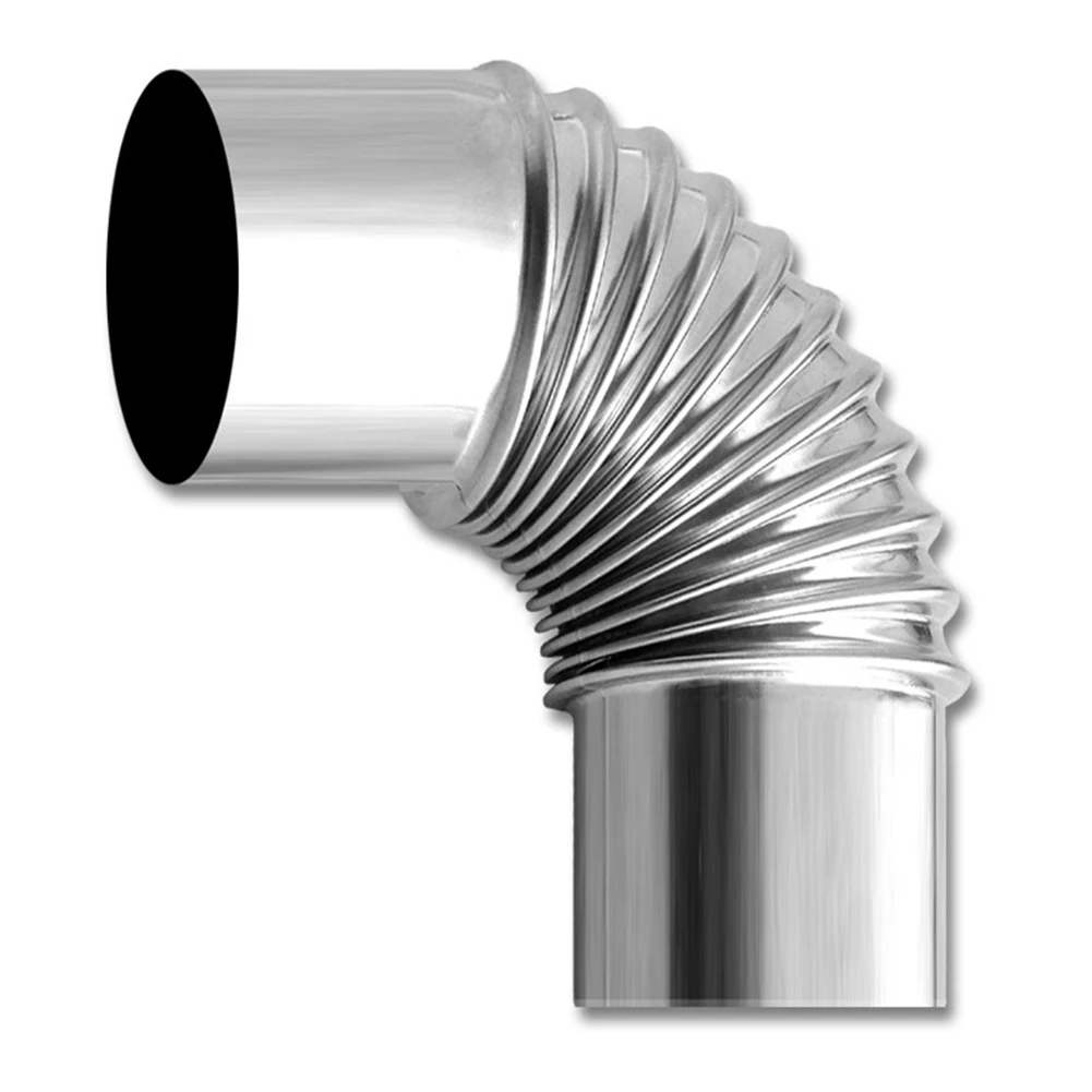 Stainless Steel Flue Stove Pipe Chimney Liner 90 Degree Elbow 50mm For Outdoor Camping Wood Stoves Heater Exhaust Pipe Home