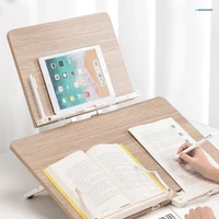 Bamboo Book Stand with Adjustable Page Clips  Portable Lightweight Book Holder for Cookbooks Reading Desks and Study Rooms 1