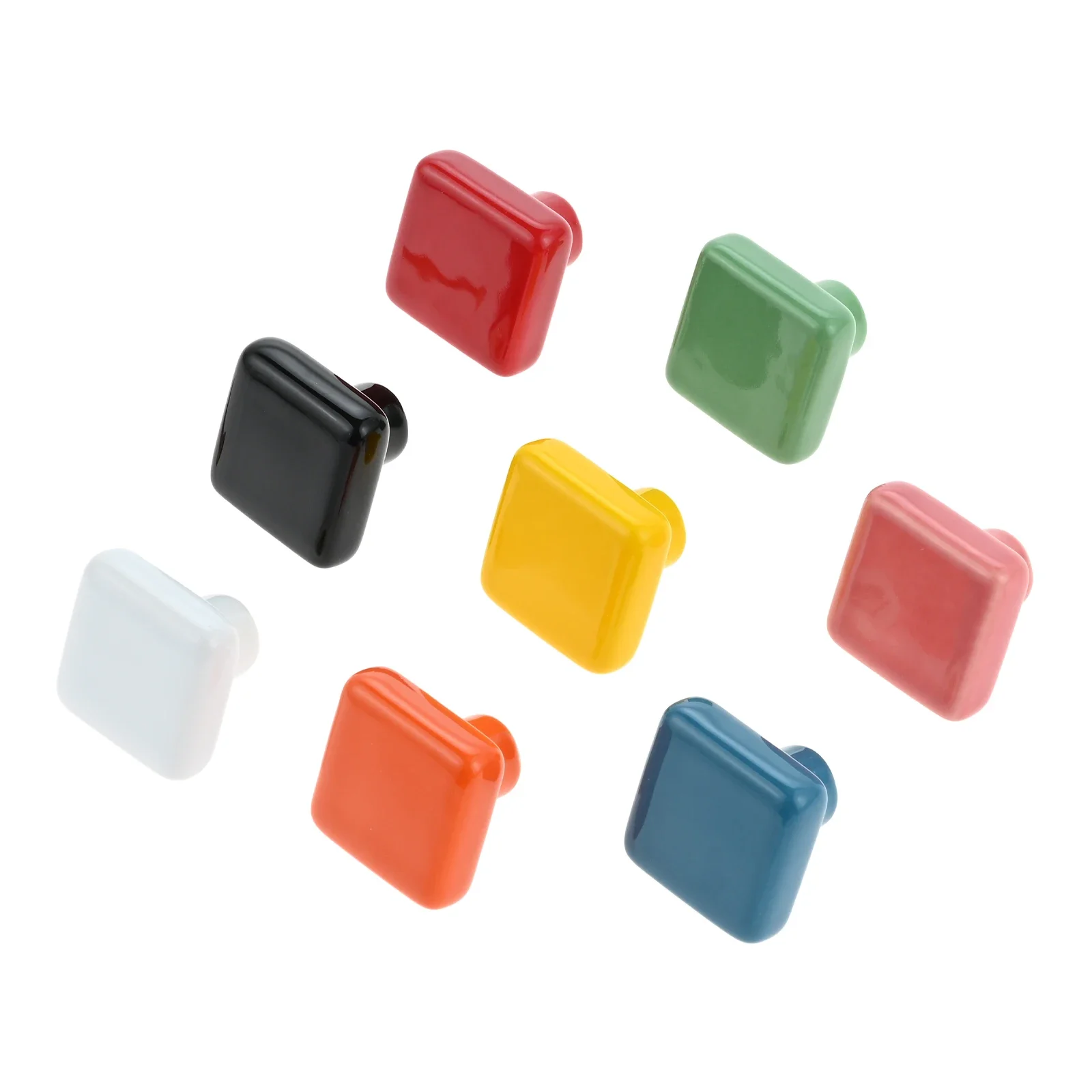 2pcs Colorful Ceramic Cabinet Door Handle w/screw Square Single Hole 27mm/1.06" Simple Modern Knob Drawer Wardrobe Chest Pull