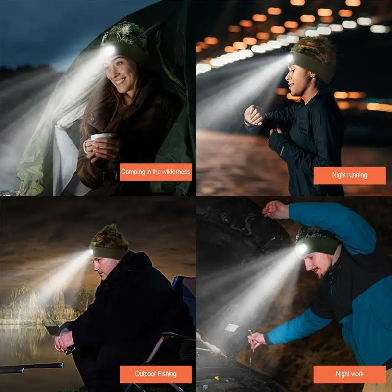 

LED Beanie With Light USB Rechargeable LED Headlamp Hat 3 Adjustable Brightness Washable Knitted Caps Warm Gifts For Unisex Dad