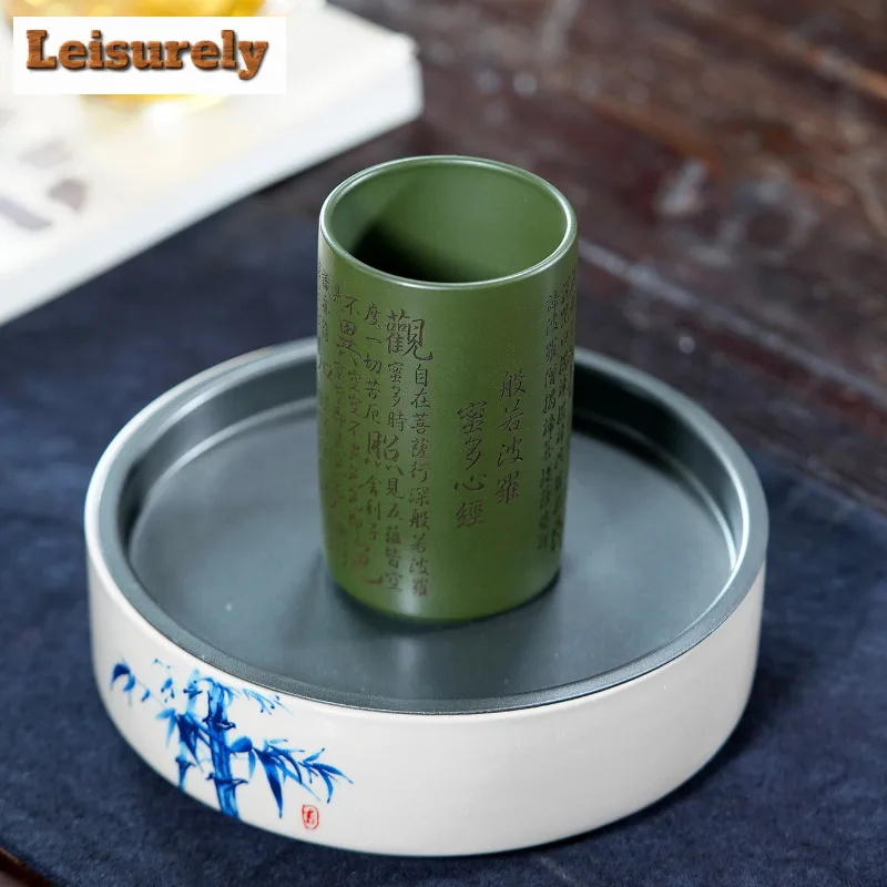200ml Yixing Purple Clay Heart Sutra Teacup Zen Tea Bowl Jug Tea-tasting Meditation Cup Jianzhan Master Cups Teaware Collection