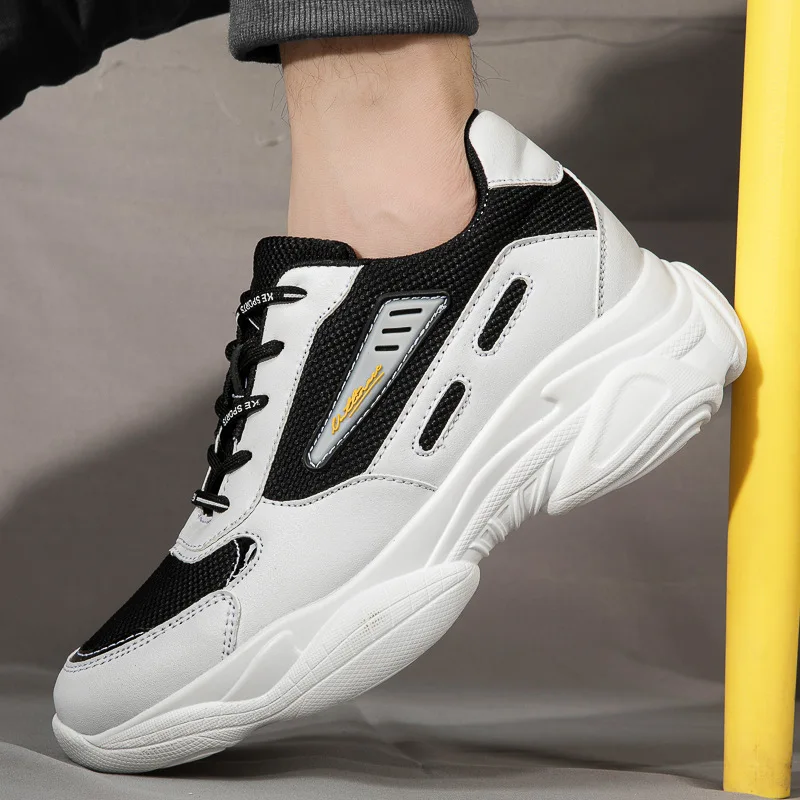 Men Height Increasing 8CM Shoes Breathable Casual Shoes Sports Shoes Men Invisible Leather Shoes Inner Height 6CM Elevator Shoes