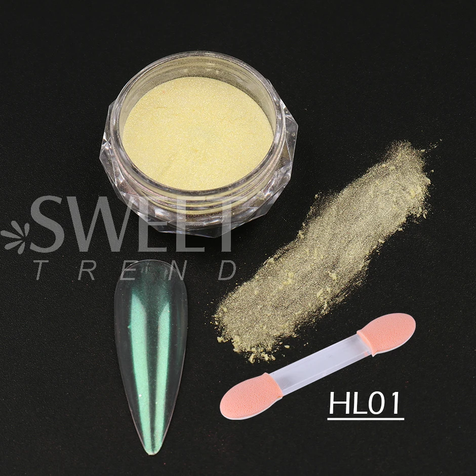 Poudre holographique à paillettes pour ongles, effet miroir 3D aurore, sirène, Pigment chromé