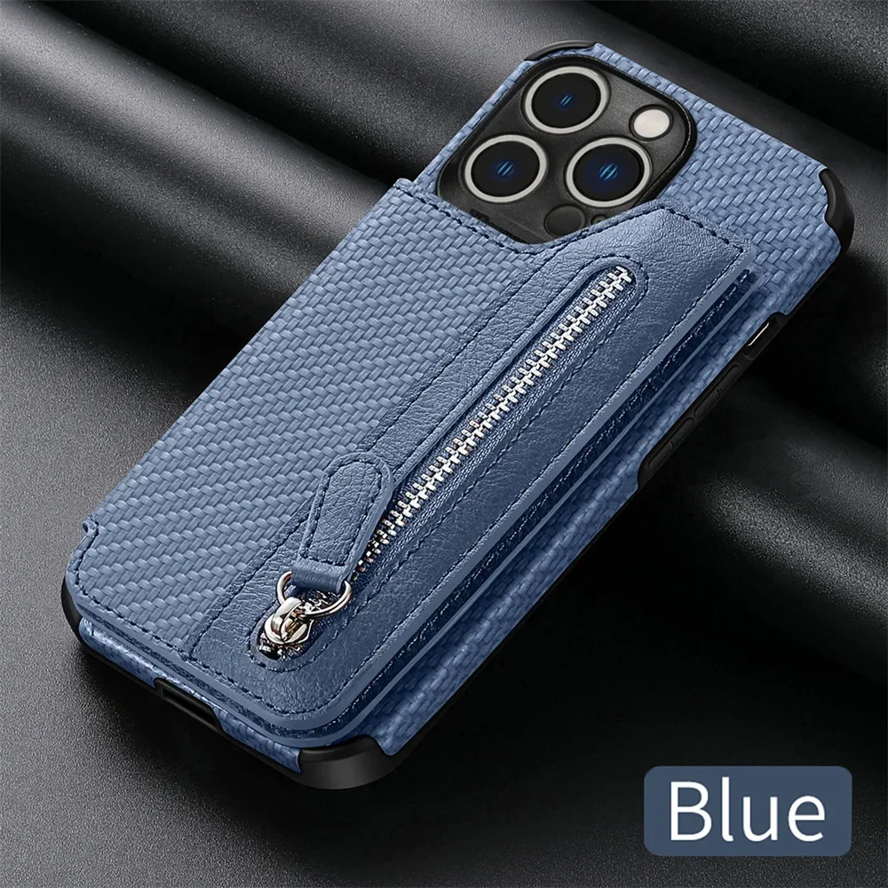 Zipper Wallet Leather Phone Case with Stand and Card Holder