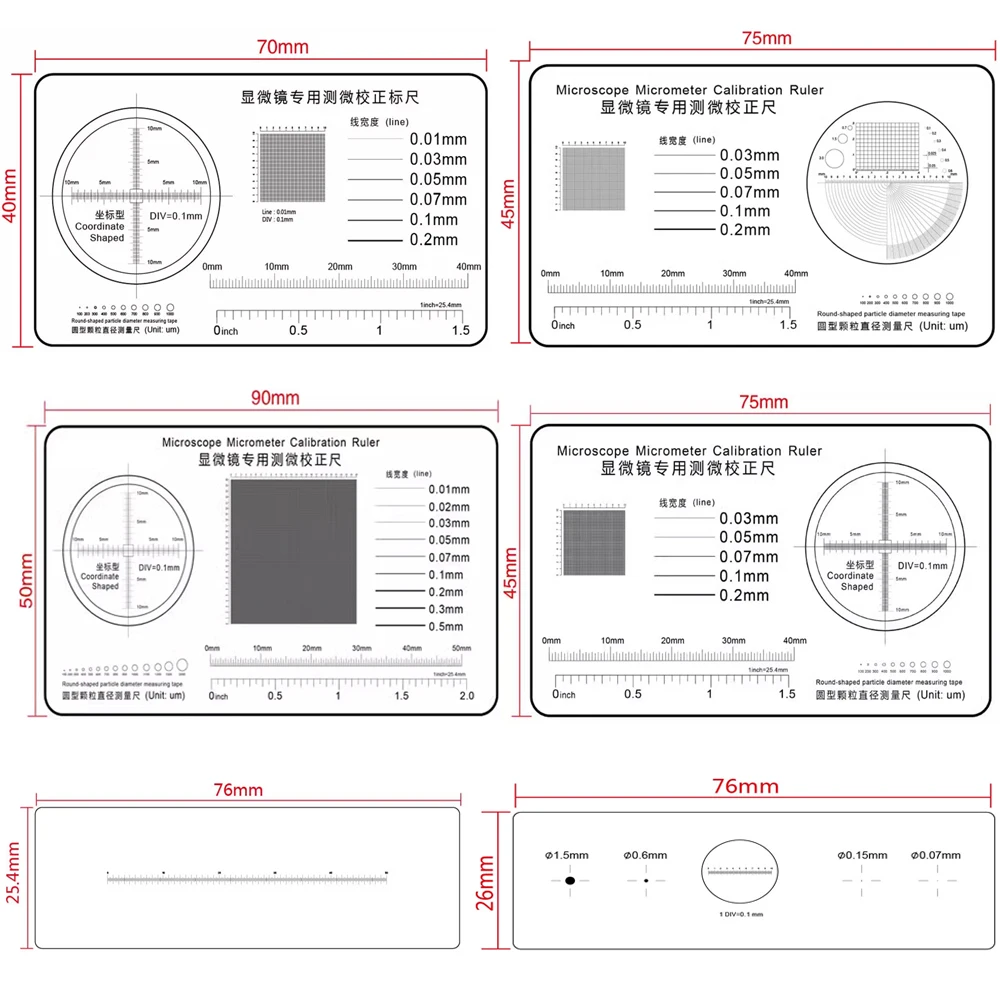 Microscope Micrometer Calibration Ruler Magnifier Film Point Ruler Angle radius Measuring Gauge Transparent Flexible, microscope micrometer
