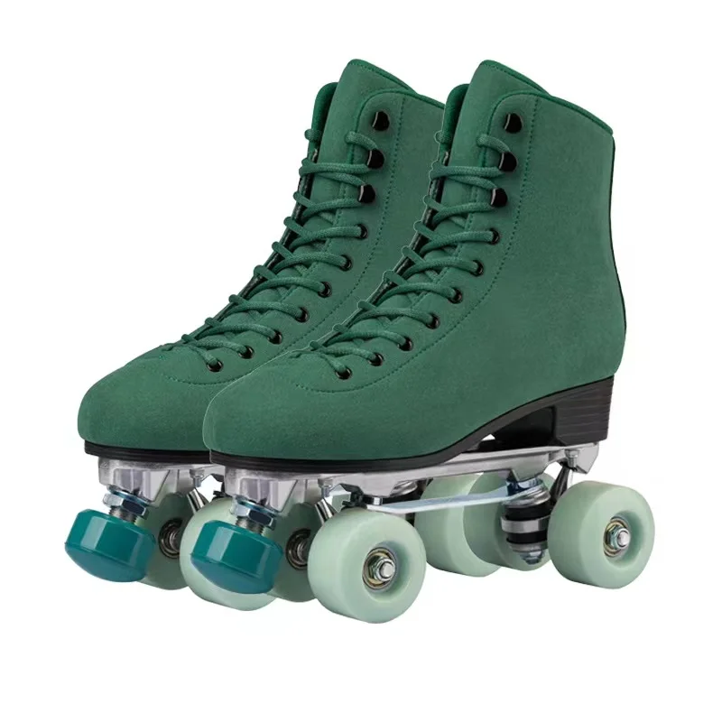 

Microfiber Leather Roller Skates for Men and Women, Skating Shoes, Double Line Skates, PU, 4 Wheels, High Quality, Spring