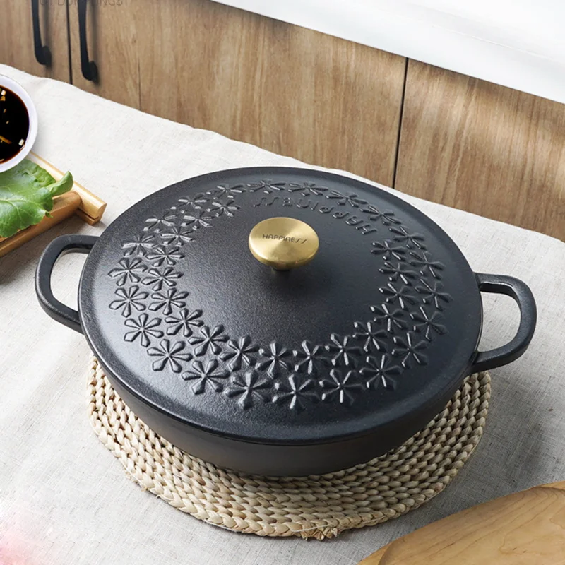 16CM Black Cast Iron Dutch Oven Soup Pot Small Cauldron With Lid Saucepan  Casserole Kitchen Accessories Cooking Tools - AliExpress