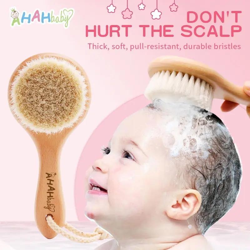 

Baby Hair Bursh Personalized Name Baby Brush Soft Goat Kids Hair Brush for Bathing Wood Comb for Newborn Babies Hair Brushes