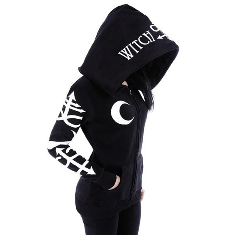 

Overized Sweatshirts Hoodies Women Unisex Cosplay Costume Clothes Autumn Winter Long Sleeve Zipper Coats Punk Style Hooded Tops