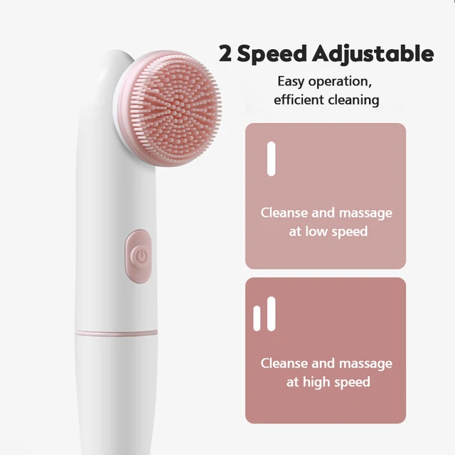Electric Facial Cleanser Battery Powered Waterproof Vibrating Face Cleaning Brush 2 Speed Face Deep Washing Massaging Device 3