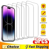 5Pcs Tempered Glass For iPhone 15 13 11 12 14 Pro Max Mini Screen Protector For IPhone 16 7 8 Plus X XR XS MAX Protective Glass 1