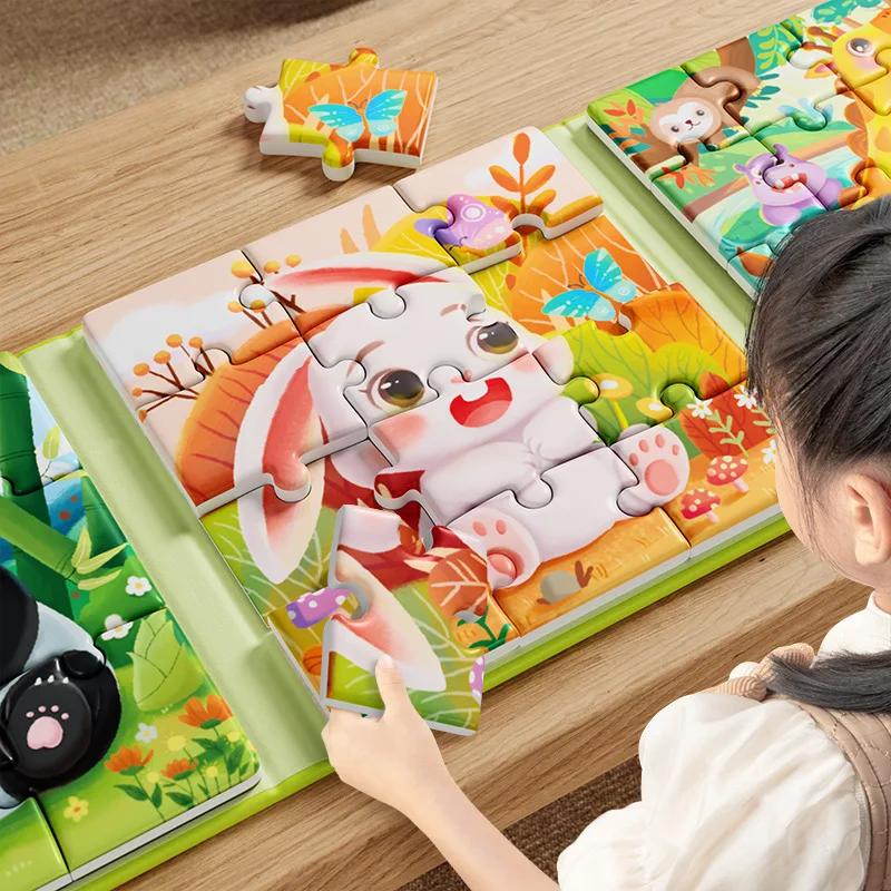 Children's Montessori Scene Puzzle Animal Traffic Dinosaur Magnetic Puzzle Educational Toys Gift For Kids Boys Girl 2-5 Years paw patrol dinosaur rescue team animal soft toy chase toys for kids 2 to 4 years old kids toys boys holiday gift