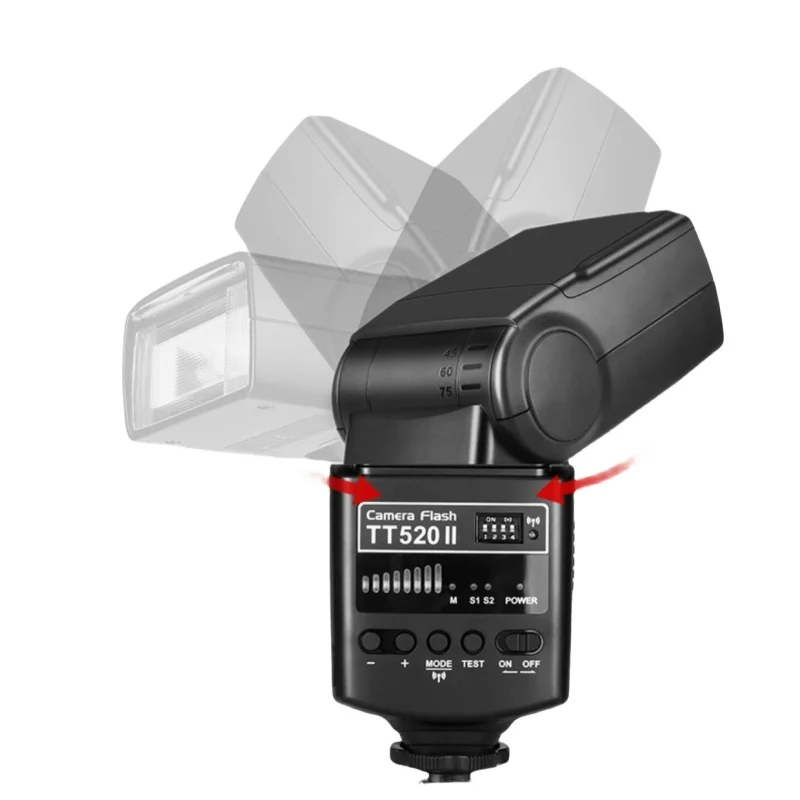 Godox TT520II Hot Shoe Flash Wireless 433MHz Fast Recycling Multi-Angle Rotation for Canon Nikon Sony Fujifilm Olympus Panasonic