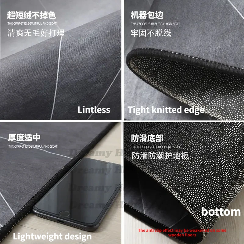 Modern Rectangular chair mat for bedroom study Antiskid Printed Carpet living room Geometric room decor area rugs Grey series 2