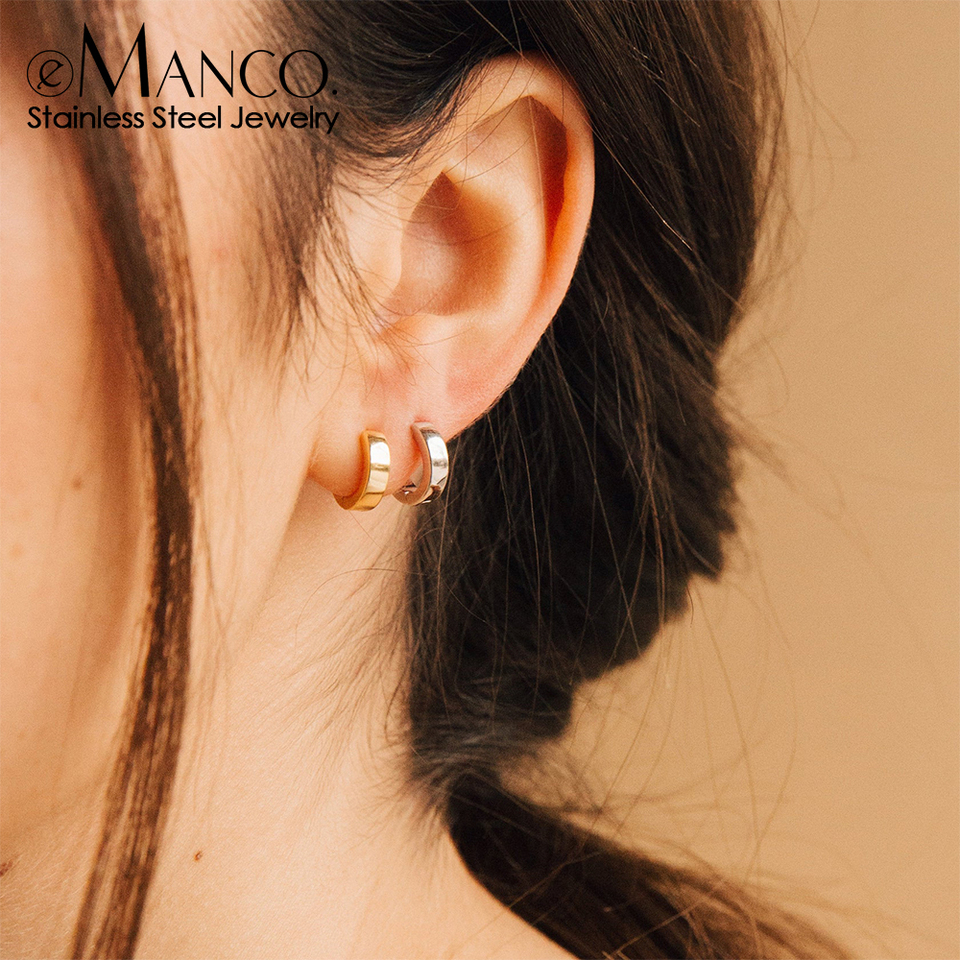 eManco Multi Types Unisex Gold Color Stainless Steel Earring For Women Men Punk Gothic Piercing Fake Earrings Jewelry