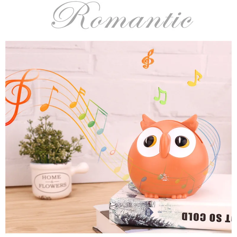 1pcs Creative Plastic Cute Owl Music Box Household Decor Ornaments Phone Glasses Card Storage Rack Kid Xmas Birthday Gift Random