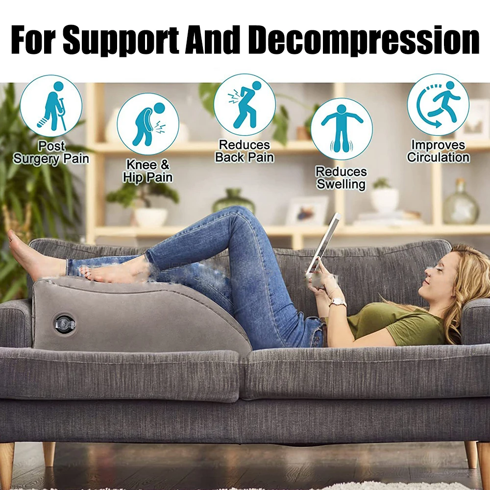 Inflatable Leg Pillow for Improved Blood Circulation,Portable & Adjustable, Dark Blue Nylon Cover, Ideal for Home,Travel