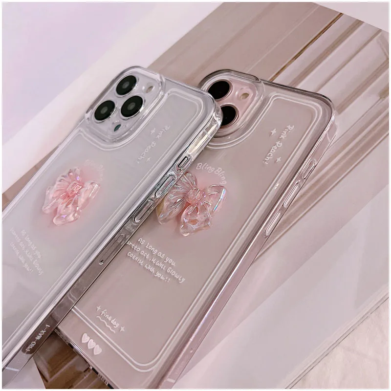 Korean 3D Bow Candy Cute Transparent Soft Phone Case