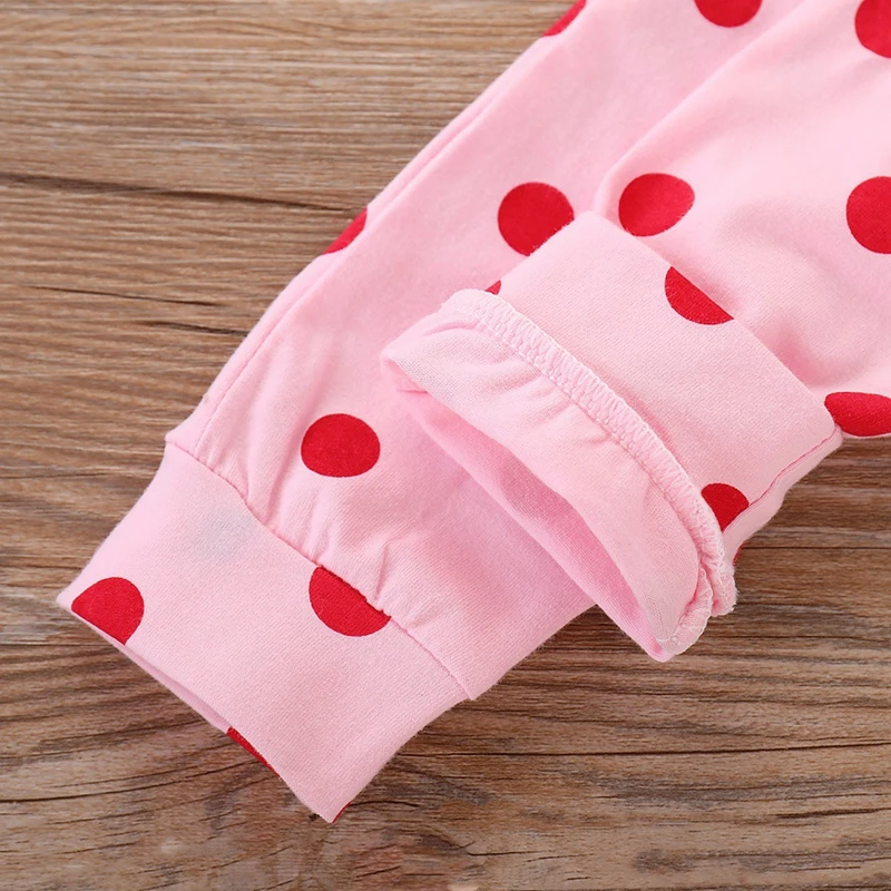 Spring Fall Cotton Newborn Baby Girl Clothes 0-3 Months Polka Dot Unisex Infant Clothes Set Boy 3-piece Clothing With Hat 5