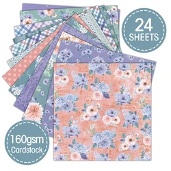 Colored Floral Pattern Scrapbook Paper Set - 24 Sheets of Decorative Cardstock for DIY Art, Craft, and Journaling Decor (24 pcs)