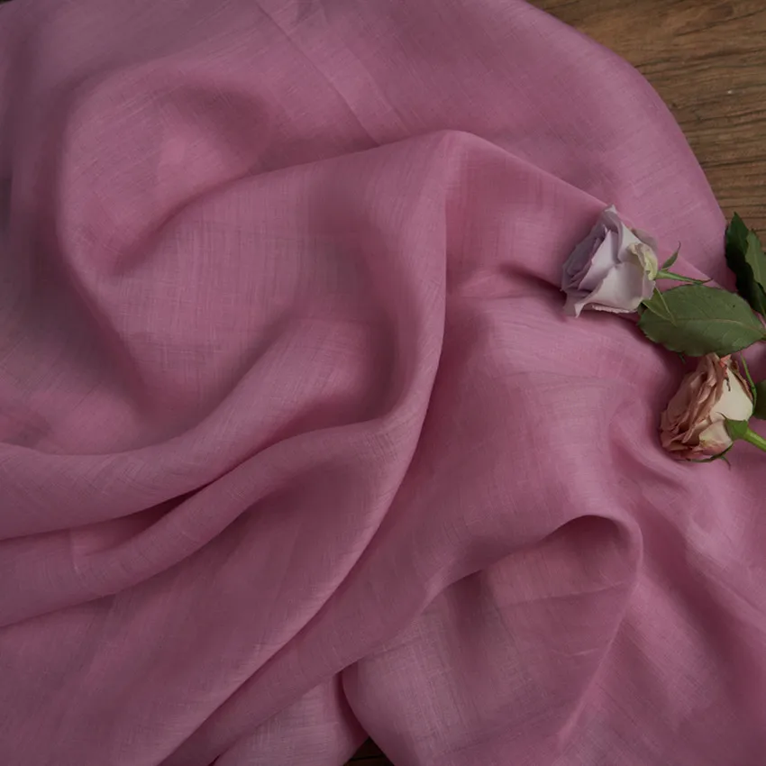 

High quality spring and summer high count pure ramie telas Pink Purple tela Dress shirt gown skirt tecido