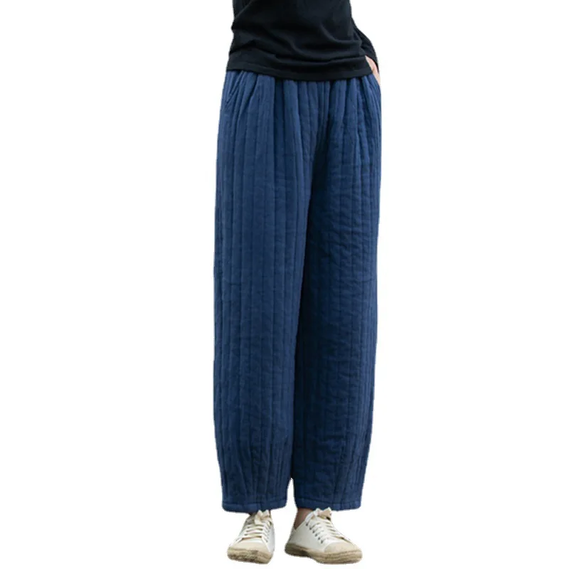 Winter Warm Fleece Women Pant Linen Chinese Traditional Meditation Tai Chi Martial Arts Running Jogging Yoga Workout Casual Pant