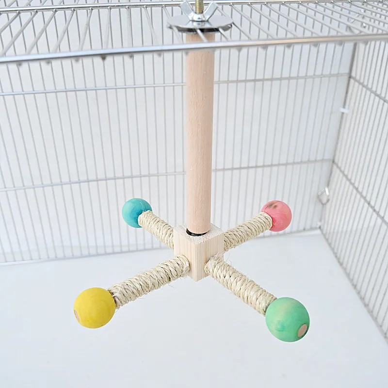 Parrot Bird Toy Cage with Bearing Rotating Stand Sisal Stand Stick Rotating Amusement and Educational Supplies parrot toy bird toy