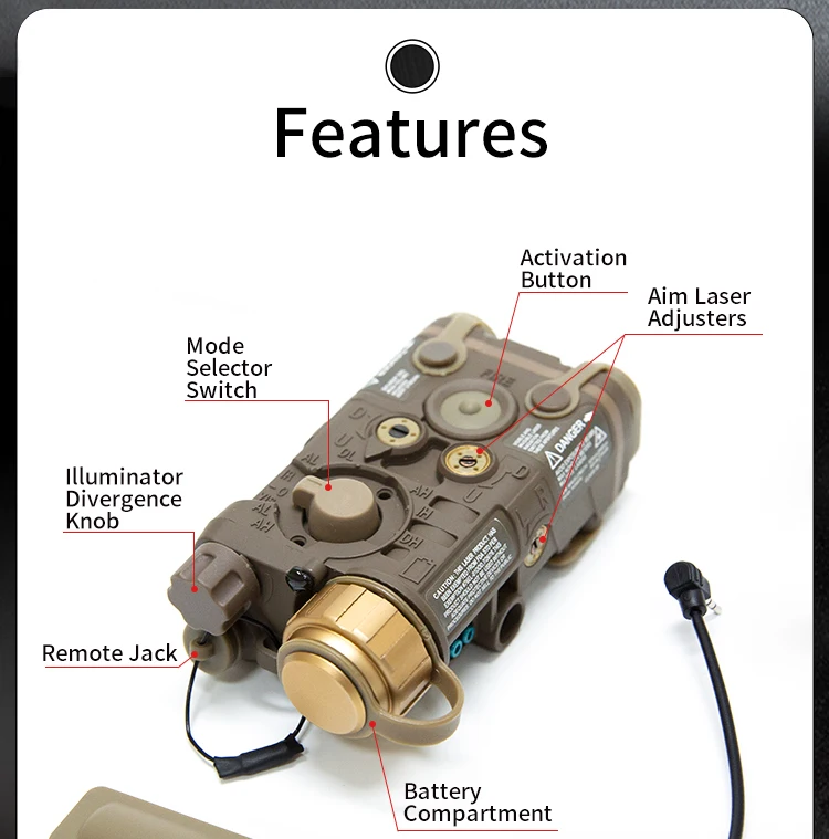 FMA LAB PEQ-NGAL LED Light Flashling+IR Red Laser Upgrade Mini