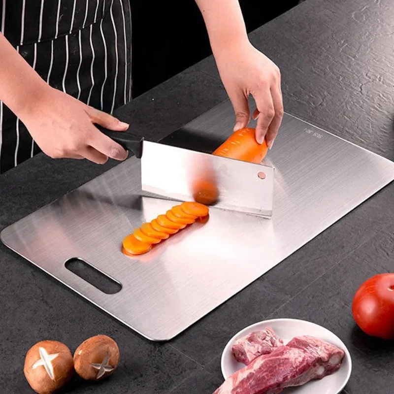 Stainless Steel Cutting Board - Replaces Wood Chopping Boards, Hygienic & Durable Kitchen Upgrade with Double-Sided Non-Scratch