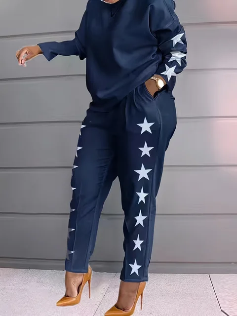 European And American Fashion Women's Color Contrast Plaid Patchwork Casual Long-sleeved Two-piece Suit 4