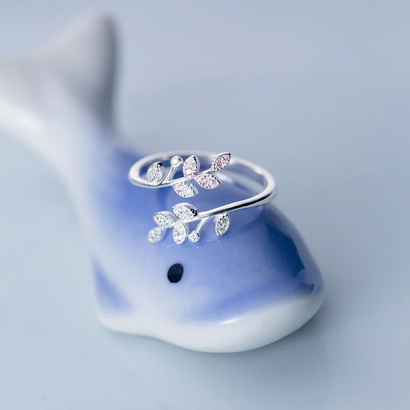 

Leaf leaf zircon opening adjustable ring