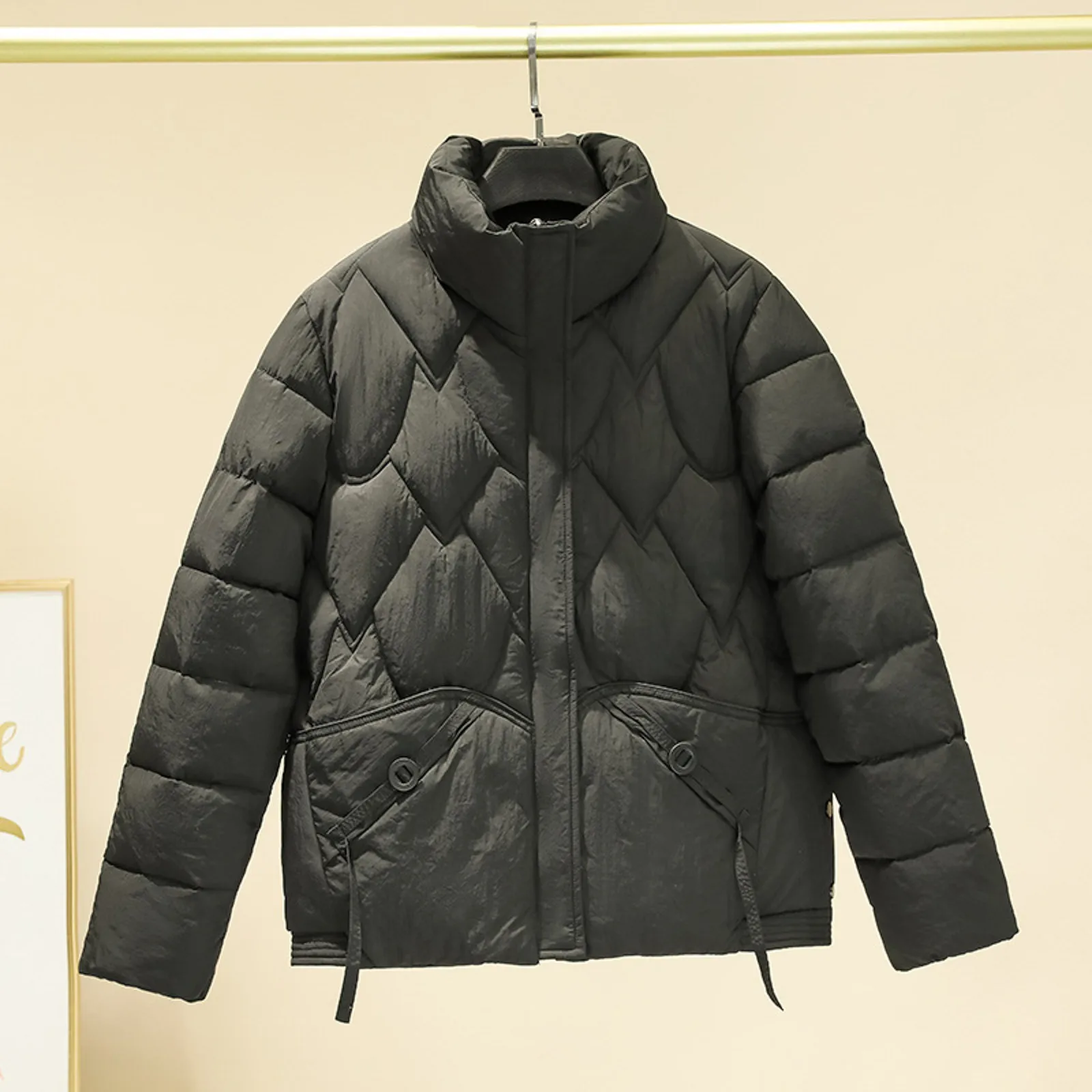 

Down Jacket Women's Fashionable Light Cotton Coats Solid Color Simplicity Winter Warmer Casual Short Style Jackets
