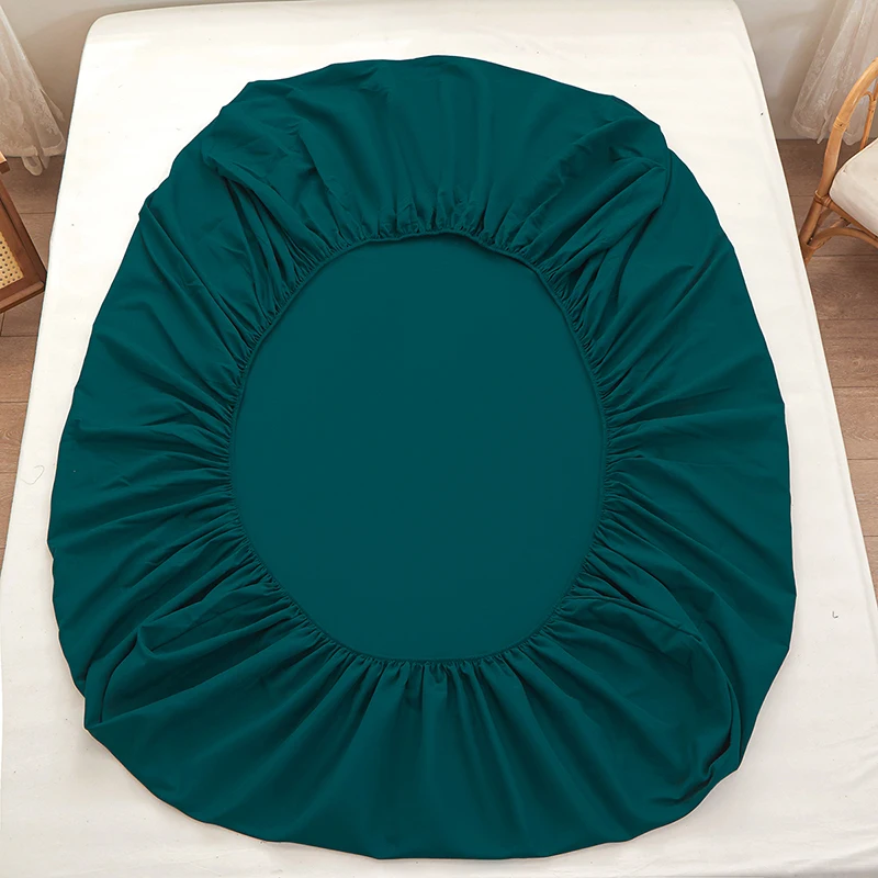 1pc solid color fitted sheet for bedroom 100%Polyeste Elastic Band Around bedding Fitted Sheet Only 30cm (excluding pillowcases) 4