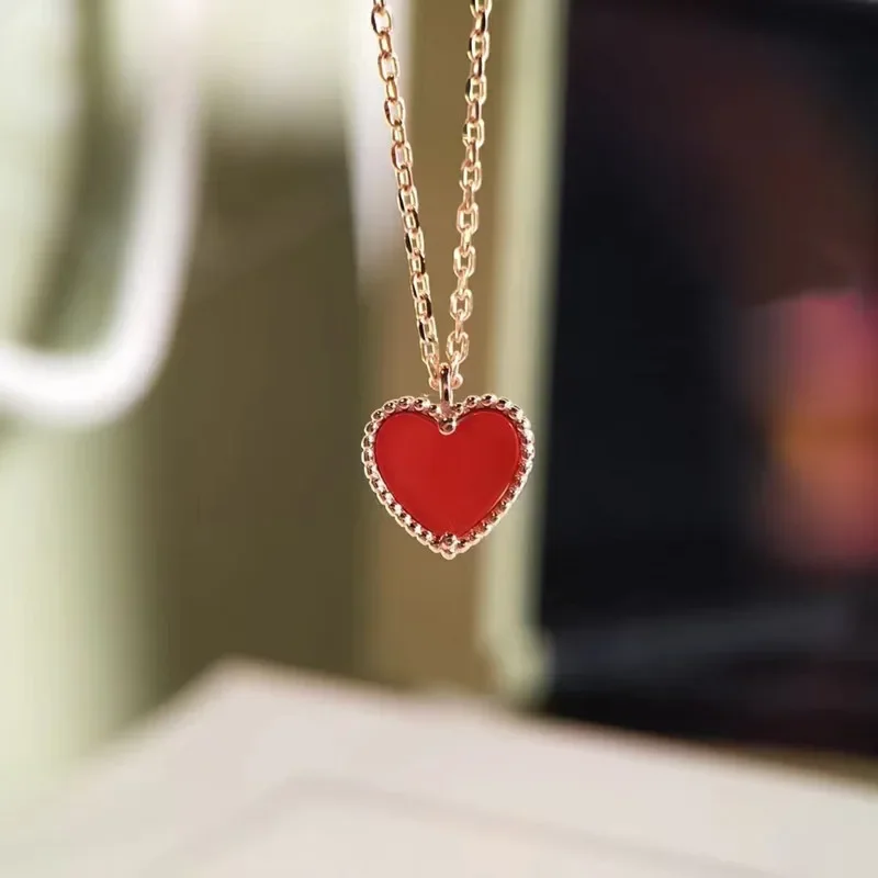 

Hot selling 925 sterling silver carnelian heart pendant for women classic fashion brand cute birthday gift