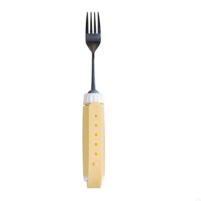 4X7A Elderly Utensil Disabled Patient Easy Grip Eating Aids Spoon Fork Stainless Steel Removable Flexible Rotating Non