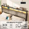 Bed Fram, King Size Floating Bed Frame with 2-Tier Storage Headboard, Metal Bed Frame with Charging Station & LED Lights 4