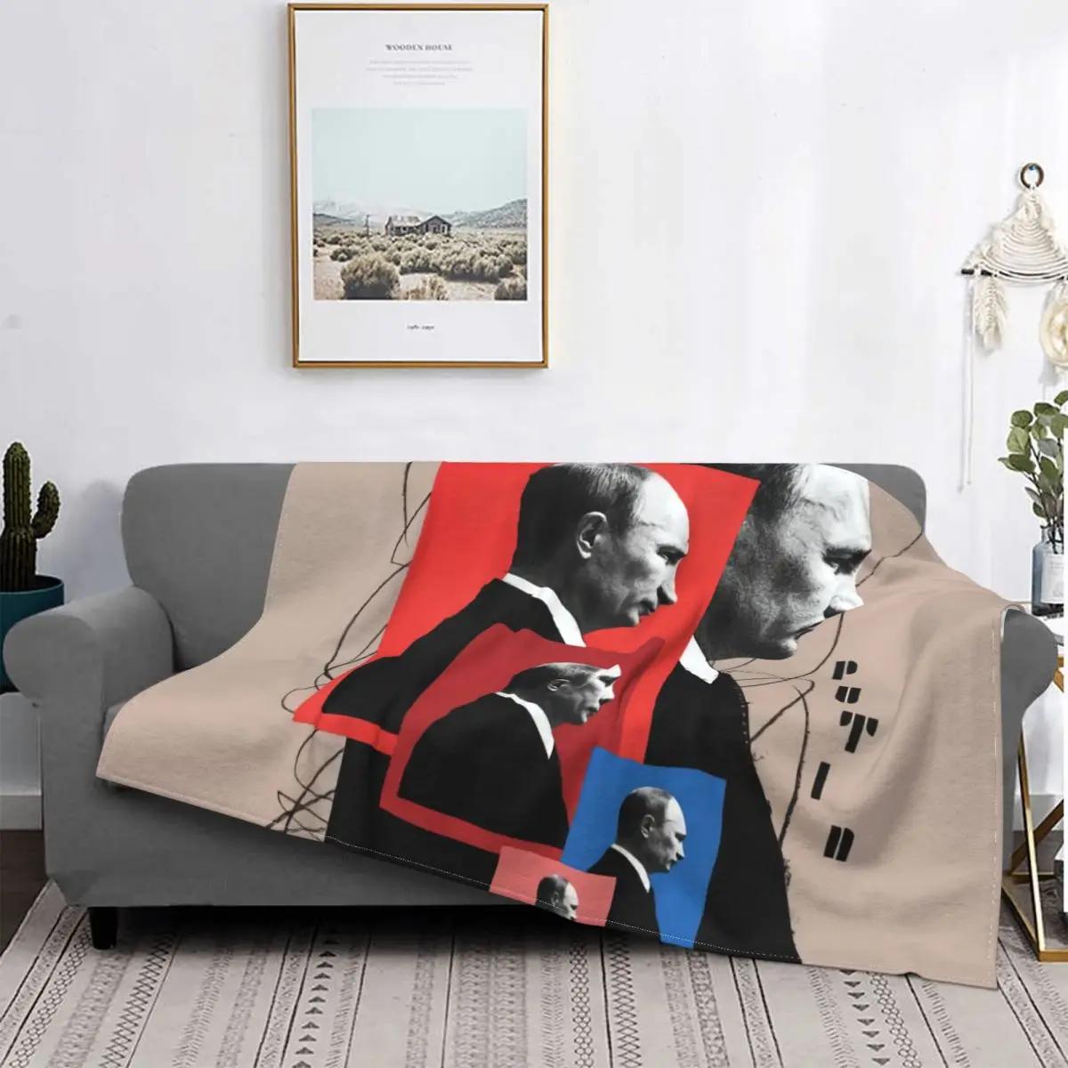 

Sofa Fleece Vladimir Putin Throw Blanket Warm Flannel Sadness Back Blankets for Bed Travel Couch Quilt
