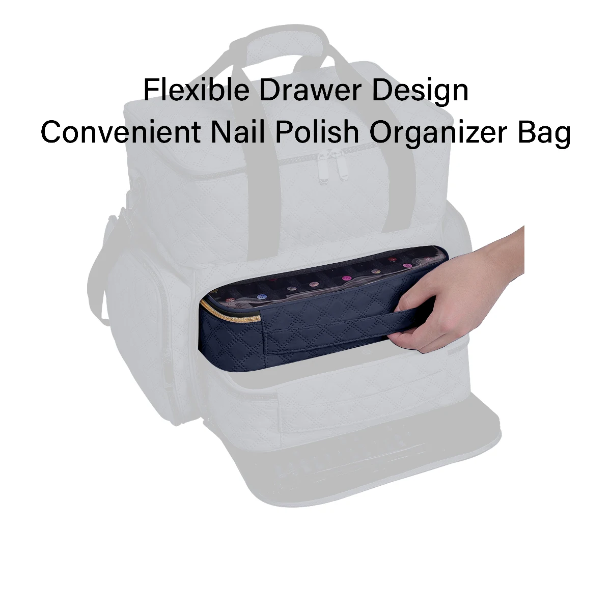 Fashion transparent nail polish storage box - 40 bottles travel set, durable polyester cotton material, suitable for nail lovers 6