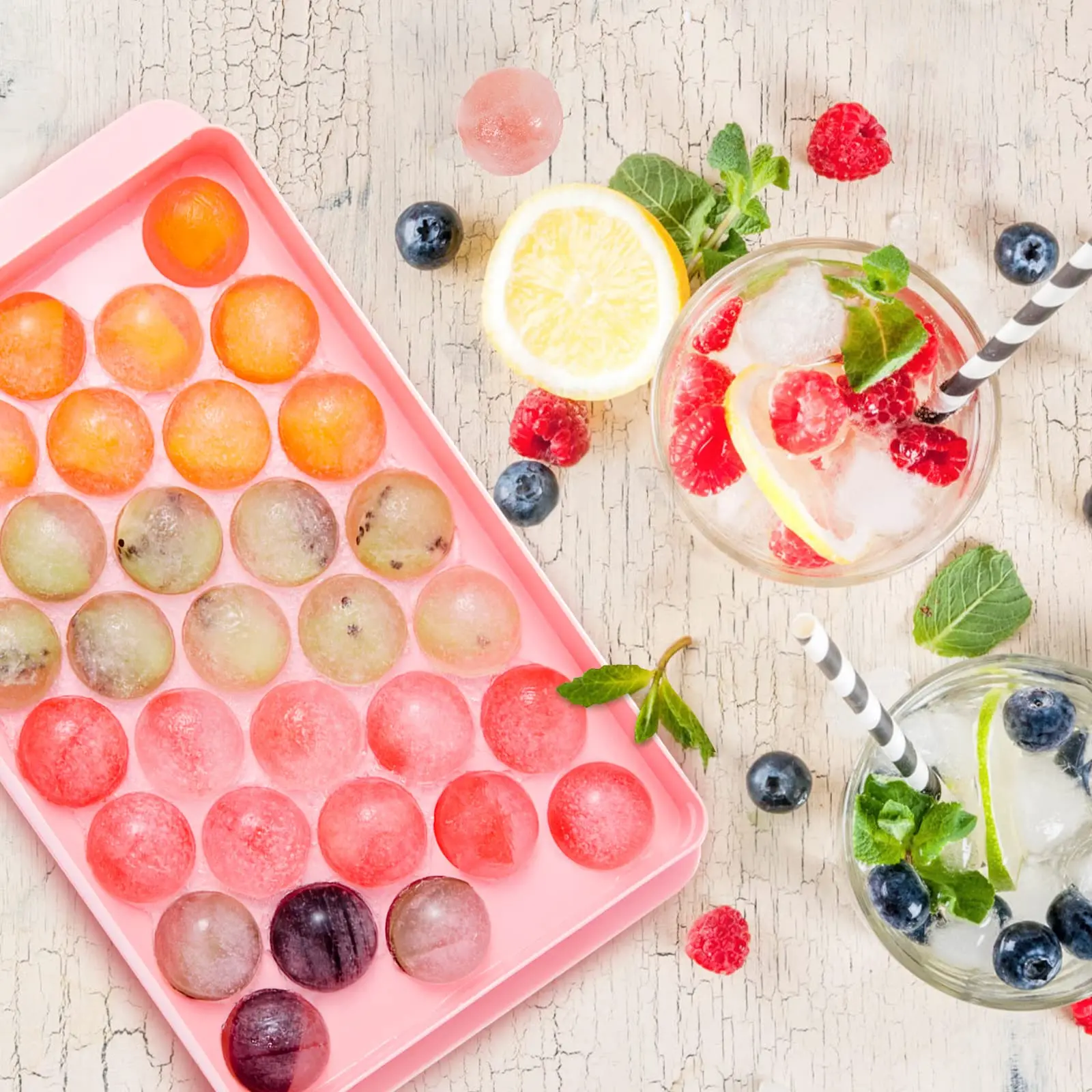 33PCS Round Ice Balls Ice Trays Freezer Easy Release Sturdy Small Pellet Ice Maker for Drinks Coffee Cocktails silicone ice cube maker