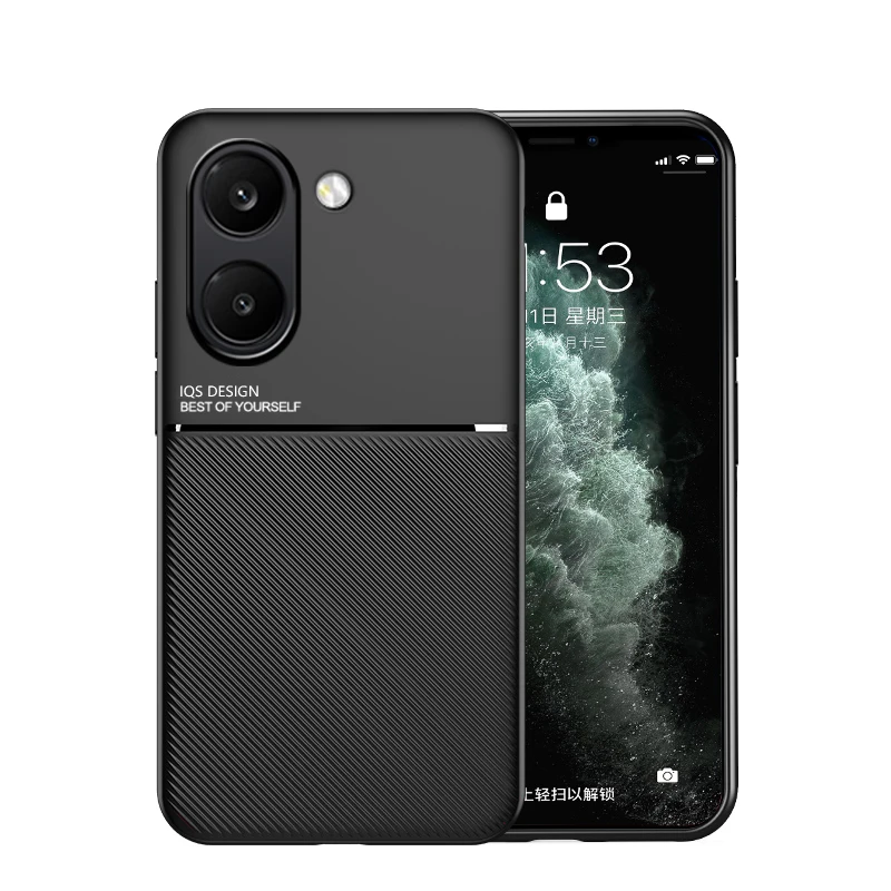Minimalist Business Style PU Leather + TPU Non-Slip Texture Protective Back Cover