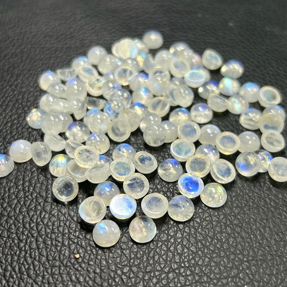 20 Pieces 1 Bag Round 8mm Natural Moonstone Cabochon Flatback Gemstone On Sale