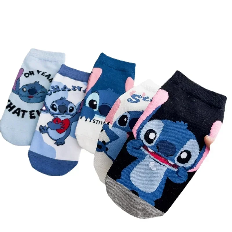 

2023 5Pairs Disney new Japanese cartoon socks cute socks combed cotton women's boat socks for men and women little girl socks