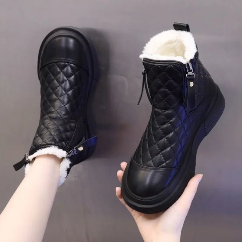 

plus size 34-42 women snow boots girls winter shoes plush lining keep warm