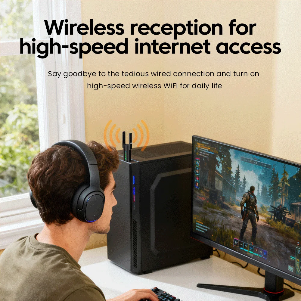 650Mbps/1300Mbps WiFi USB 어댑터 2.4GHz+5.8GHz 듀얼 밴드 무선 네트워크 카드 드라이버 무료 PC용 Windows XP/7/8/8.1/10/11