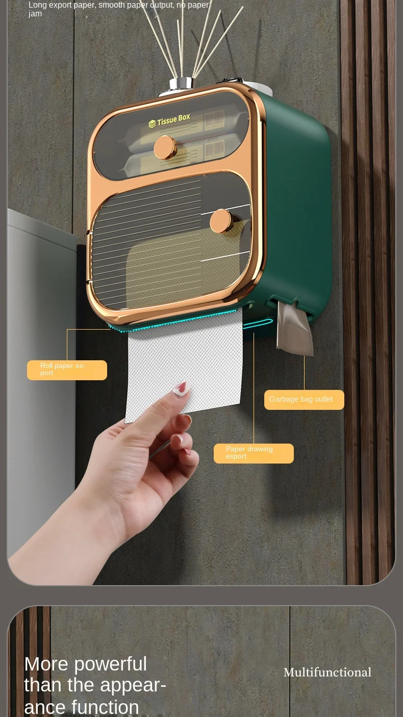 S7d7eb015238e4363bc291e828f4e24a60 Toilet Tissue Box, Wall Mounted Waterproof Toilet Paper Box Punching Free Suction Paper Box Toilet Paper Roll Paper Storage Rack Mallzona