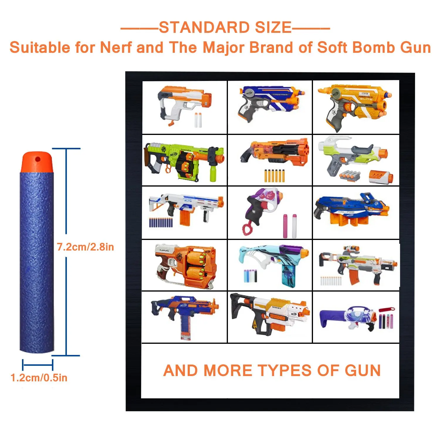 30/60/120Pcs Mega Nerf 9.5cm Red Sniper Rifle Darts Bullets Foam Refill  Dart Big Hole Head Bullet for N-Strike Series Toy