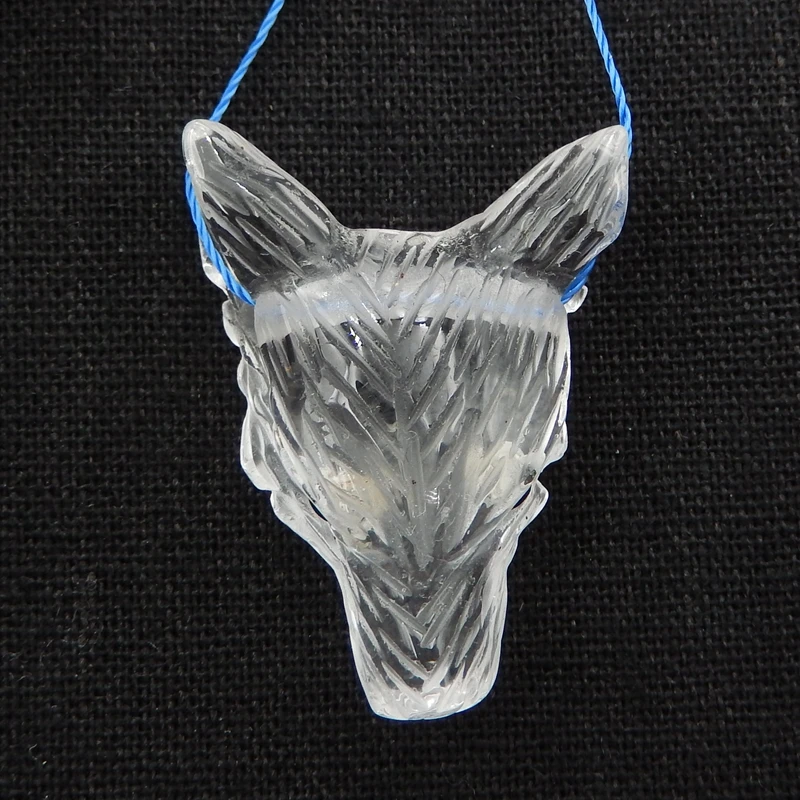 

Natural White quartz carved wolf head Charms pendant Jewelry accessories Bead Fashion For men36x27x13mm11.7g