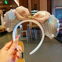 SweetCute Fresh Style Park Rabbit Ears Bow Headband Mini Mickey Mouse Hair Accessories Headwear Hair Clips For Children Baby Car