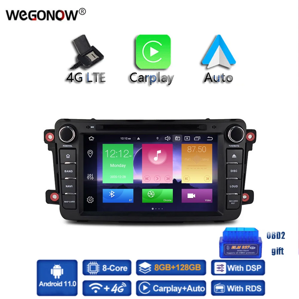 

Carplay DSP 4G LTE IPS Android 11 8GB + 128G Car DVD Player GPS Map Wifi RDS Radio BT 5.0 For Mazda CX9 2009 2010 2011 2012-2015