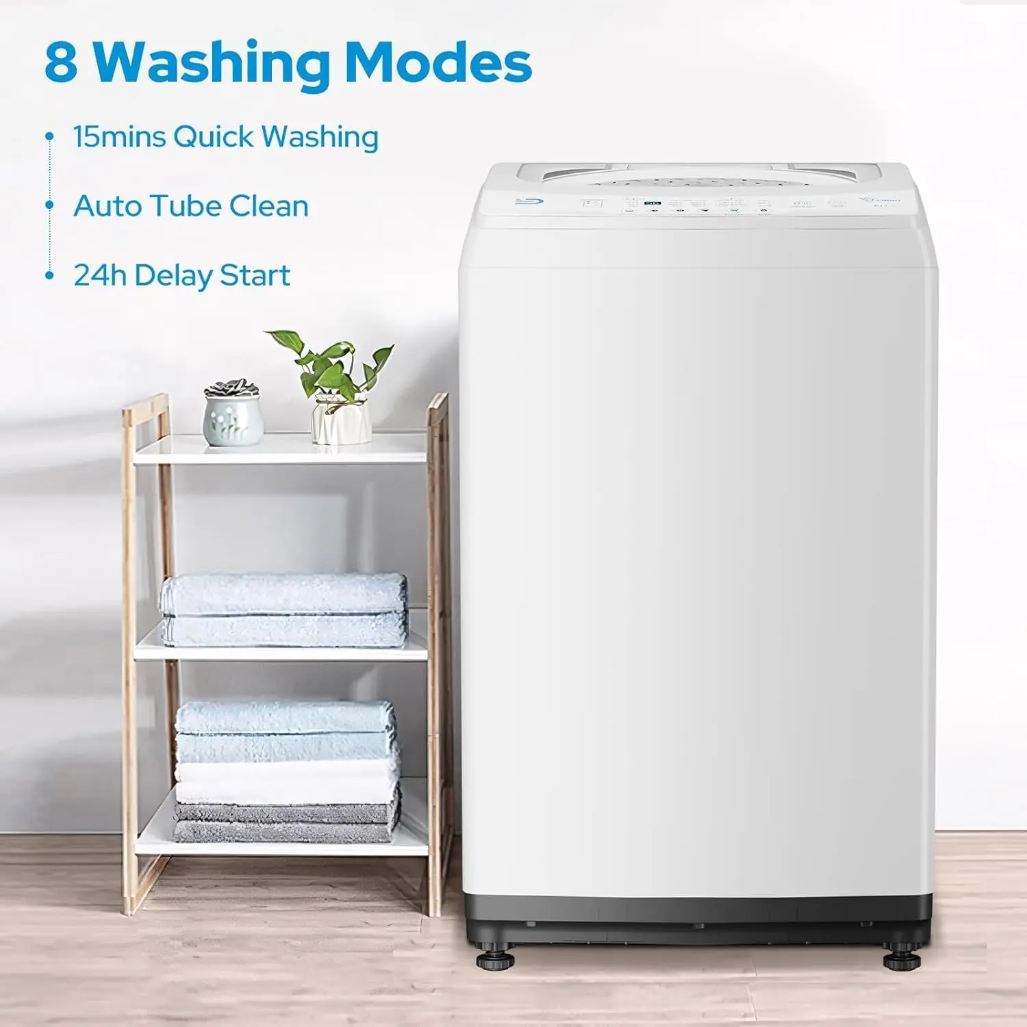 Washing Machine 2.0 Cu.Ft. Compact Full Automatic lavadora portatil for Apartments RV Dorms Portable Washer White